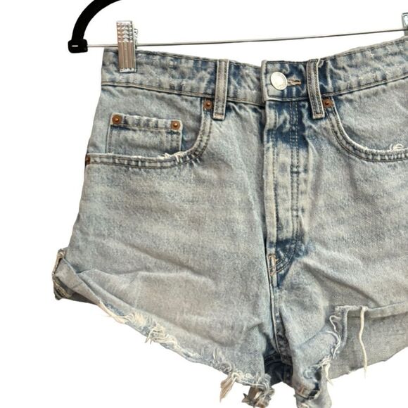 Zara Cut Off Button Fly High Rise Denim Shorts Size 4 - Picture 3 of 6